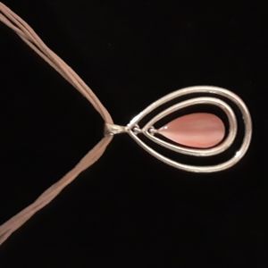 Pink cats eye pendant necklace